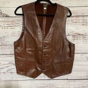 Vintage Champlain Leather VT Brown Leather Boho Hippie Festival Vest size 42